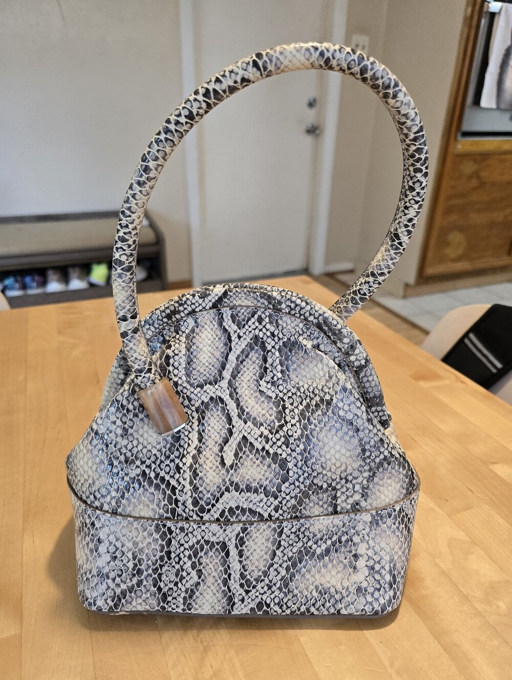 Louise et Cie Bubble Snake Embossed Leather Framed Mini Bag NWT